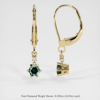0.56 Ct.Tw. Bluish Green Sapphire Earrings, 14K Yellow Gold 2