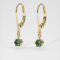 0.56 Ct.Tw. Bluish Green Sapphire Earrings, 14K Yellow Gold 3