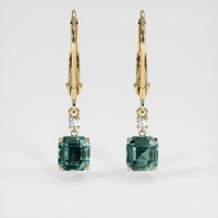 2.08 Ct.Tw. Bluish Green Sapphire Earrings, 14K Yellow Gold 1