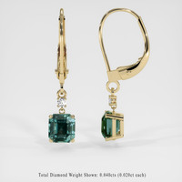 2.08 Ct.Tw. Bluish Green Sapphire Earrings, 14K Yellow Gold 2