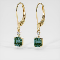 2.08 Ct.Tw. Bluish Green Sapphire Earrings, 14K Yellow Gold 3