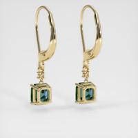 2.08 Ct.Tw. Bluish Green Sapphire Earrings, 14K Yellow Gold 4