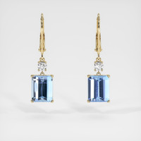 <span>5.98</span> <span class="tooltip-light">Ct.Tw.<span class="tooltiptext">Total Carat Weight</span></span> Blue Aquamarine Earrings, 14K Yellow Gold 1