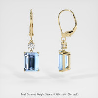 <span>5.98</span> <span class="tooltip-light">Ct.Tw.<span class="tooltiptext">Total Carat Weight</span></span> Blue Aquamarine Earrings, 14K Yellow Gold 2