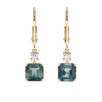 3.72 Ct.Tw. Bluish Green Sapphire Earrings, 14K Yellow Gold 1