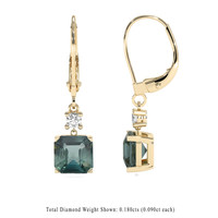 3.72 Ct.Tw. Bluish Green Sapphire Earrings, 14K Yellow Gold 2