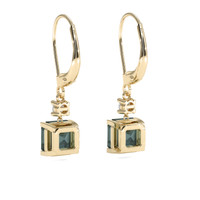 3.72 Ct.Tw. Bluish Green Sapphire Earrings, 14K Yellow Gold 4