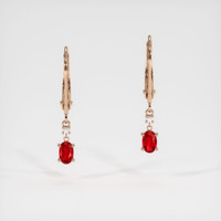 <span>0.57</span>&nbsp;<span class="tooltip-light">Ct.Tw.<span class="tooltiptext">Total Carat Weight</span></span> Ruby Earrings, 14K Rose Gold 1