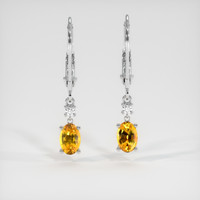 1.12 Ct.Tw. Orangish Yellow Sapphire Earrings, 14K White Gold 1