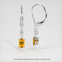 1.12 Ct.Tw. Orangish Yellow Sapphire Earrings, 14K White Gold 2