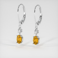 1.12 Ct.Tw. Orangish Yellow Sapphire Earrings, 14K White Gold 3