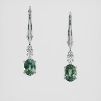 <span>1.86</span>&nbsp;<span class="tooltip-light">Ct.Tw.<span class="tooltiptext">Total Carat Weight</span></span> Greenish Blue Sapphire Earrings, 14K White Gold 1