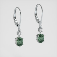 <span>1.86</span>&nbsp;<span class="tooltip-light">Ct.Tw.<span class="tooltiptext">Total Carat Weight</span></span> Greenish Blue Sapphire Earrings, 14K White Gold 3