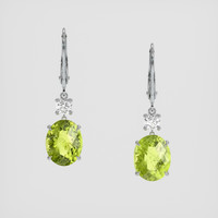 <span>8.81</span>&nbsp;<span class="tooltip-light">Ct.Tw.<span class="tooltiptext">Total Carat Weight</span></span> Green Peridot Earrings, 14K White Gold 1