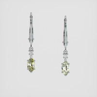 <span>0.92</span>&nbsp;<span class="tooltip-light">Ct.Tw.<span class="tooltiptext">Total Carat Weight</span></span> Yellowish Green Sapphire Earrings, 14K White Gold 1