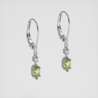 <span>0.92</span>&nbsp;<span class="tooltip-light">Ct.Tw.<span class="tooltiptext">Total Carat Weight</span></span> Yellowish Green Sapphire Earrings, 14K White Gold 3