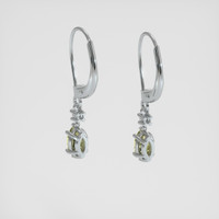 <span>0.92</span>&nbsp;<span class="tooltip-light">Ct.Tw.<span class="tooltiptext">Total Carat Weight</span></span> Yellowish Green Sapphire Earrings, 14K White Gold 4
