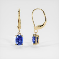 1.02 Ct.Tw. Blue Sapphire Earrings, 14K Yellow Gold 2