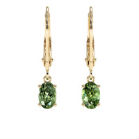 1.34 Ct.Tw. Green Sapphire Earrings, 14K Yellow Gold 1