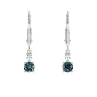 0.86 Ct.Tw. Bluish Green Sapphire Earrings, 14K White Gold 1