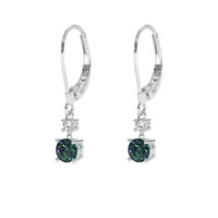 0.86 Ct.Tw. Bluish Green Sapphire Earrings, 14K White Gold 3