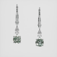 <span>1.47</span> <span class="tooltip-light">Ct.Tw.<span class="tooltiptext">Total Carat Weight</span></span> Bluish Green Sapphire Earrings, 14K White Gold 1