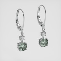 <span>1.47</span>&nbsp;<span class="tooltip-light">Ct.Tw.<span class="tooltiptext">Total Carat Weight</span></span> Bluish Green Sapphire Earrings, 14K White Gold 3
