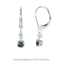 0.87 Ct.Tw. Bluish Green Sapphire Earrings, 14K White Gold 2