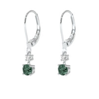 0.87 Ct.Tw. Bluish Green Sapphire Earrings, 14K White Gold 3