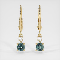 <span>0.87</span>&nbsp;<span class="tooltip-light">Ct.Tw.<span class="tooltiptext">Total Carat Weight</span></span> Sapphire Earrings, 14K Yellow Gold 1