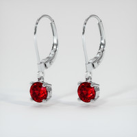 2.14 Ct.Tw. Ruby Earrings, 14K White Gold 3