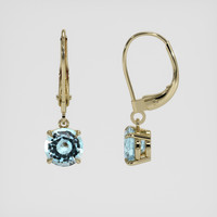 <span>2.17</span> <span class="tooltip-light">Ct.Tw.<span class="tooltiptext">Total Carat Weight</span></span> Blue Aquamarine Earrings, 14K Yellow Gold 2