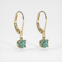 <span>1.95</span> <span class="tooltip-light">Ct.Tw.<span class="tooltiptext">Total Carat Weight</span></span> Bluish Green Sapphire Earrings, 14K Yellow Gold 3