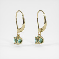 <span>1.95</span>&nbsp;<span class="tooltip-light">Ct.Tw.<span class="tooltiptext">Total Carat Weight</span></span> Bluish Green Sapphire Earrings, 14K Yellow Gold 4