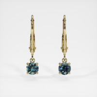 <span>0.81</span> <span class="tooltip-light">Ct.Tw.<span class="tooltiptext">Total Carat Weight</span></span> Bluish Green Sapphire Earrings, 14K Yellow Gold 1