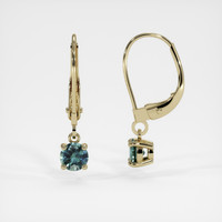<span>0.81</span> <span class="tooltip-light">Ct.Tw.<span class="tooltiptext">Total Carat Weight</span></span> Bluish Green Sapphire Earrings, 14K Yellow Gold 2