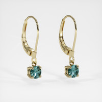 <span>0.81</span> <span class="tooltip-light">Ct.Tw.<span class="tooltiptext">Total Carat Weight</span></span> Bluish Green Sapphire Earrings, 14K Yellow Gold 3