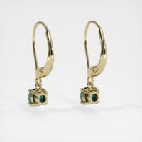 <span>0.81</span> <span class="tooltip-light">Ct.Tw.<span class="tooltiptext">Total Carat Weight</span></span> Bluish Green Sapphire Earrings, 14K Yellow Gold 4