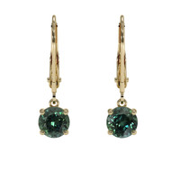 <span>2.18</span>&nbsp;<span class="tooltip-light">Ct.Tw.<span class="tooltiptext">Total Carat Weight</span></span> Bluish Green Sapphire Earrings, 14K Yellow Gold 1