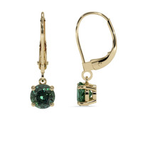 <span>2.18</span>&nbsp;<span class="tooltip-light">Ct.Tw.<span class="tooltiptext">Total Carat Weight</span></span> Bluish Green Sapphire Earrings, 14K Yellow Gold 2