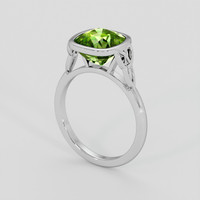 3.93 Ct. Green (Lime Green) Peridot Ring, Platinum 950 2