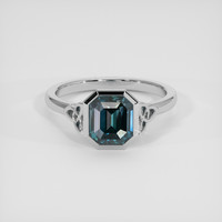 2.30 Ct. Greenish Blue Sapphire Ring, Platinum 950 1