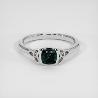 0.75 Ct. Bluish Green Sapphire Ring, 14K White Gold 1
