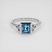 2.00 Ct. Greenish Blue Sapphire Ring, 14K White Gold 1