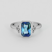 2.50 Ct. Greenish Blue Sapphire Ring, 14K White Gold 1