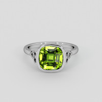 3.93 Ct. Green (Lime Green) Peridot Ring, 18K White Gold 1