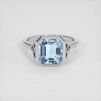 2.90 Ct. Blue Aquamarine Ring, 18K White Gold 1