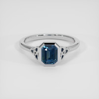 1.57 Ct. Greenish Blue Sapphire Ring, 18K White Gold 1