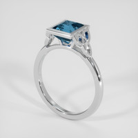 2.00 Ct. Greenish Blue Sapphire Ring, 18K White Gold 2