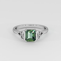 1.66 Ct. Bluish Green Sapphire Ring, 18K White Gold 1